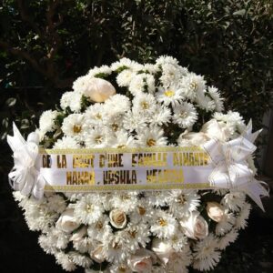 3ITM-Couronnes Bouquets de fleurs tout blanc avec message