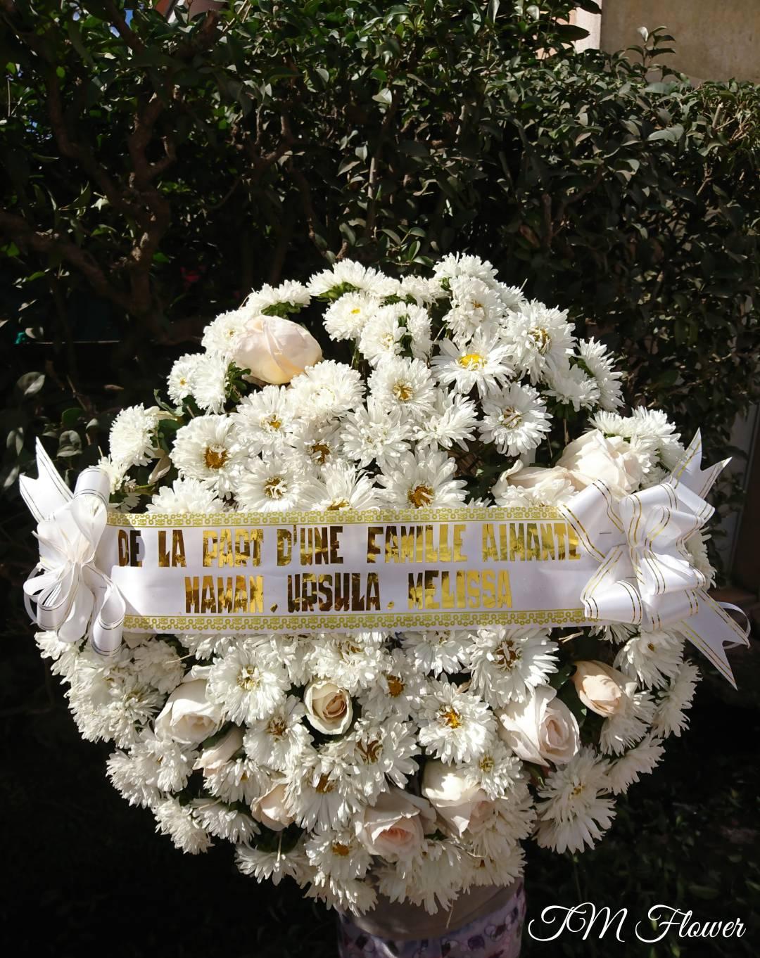 3ITM-Couronnes Bouquets de fleurs tout blanc avec message
